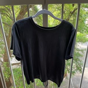 lululemon Open Tie Back Short Sleeve shirt black size 12